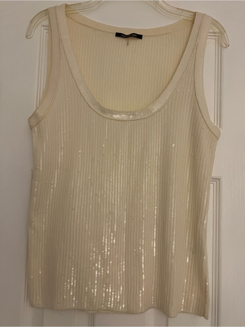 Kobi Halperin Isla Sequined Wool Crop Tank in Ivory, Size  L (NWOT)